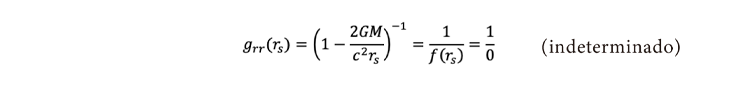 Componente radial de la métrica en el radio de Schwarzschild
