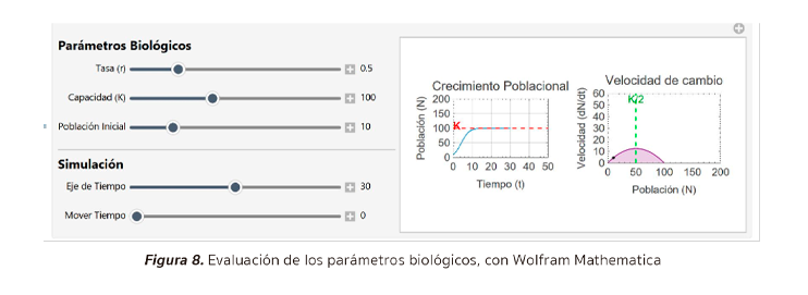 Figura 8. Evaluación de parámetros biológicos con Wolfram Mathematica